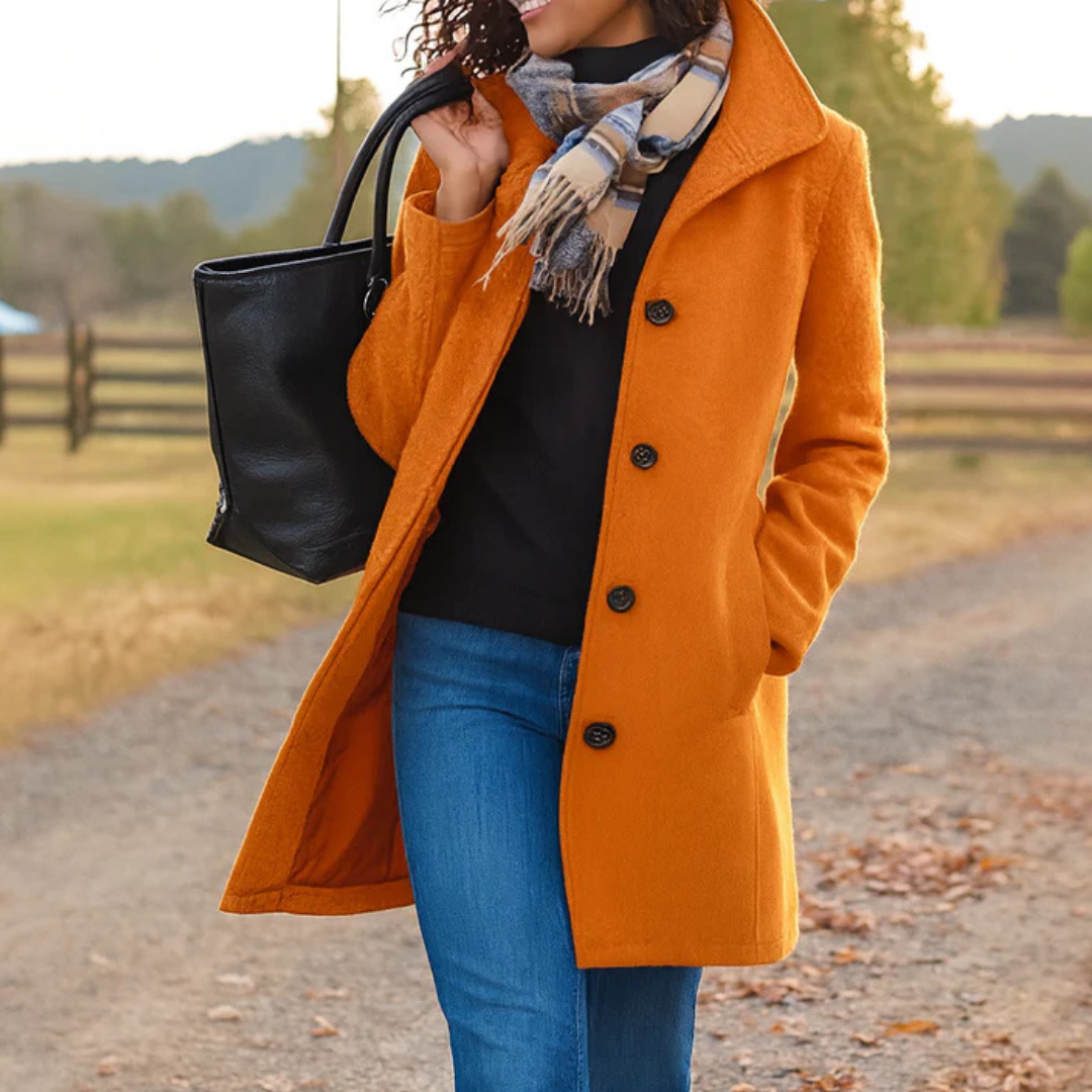 Evelyn | Classic Winter Coat with Button Placket