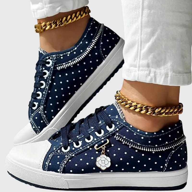 Elsie | Lace-Panel Denim Trainers