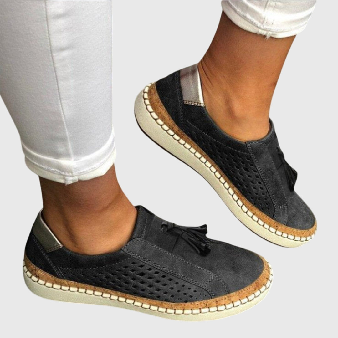 Iris | Perforated Suede Tassel Loafers