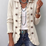 Adeline | Ivory Ribbed Knit Ruffle Jacket