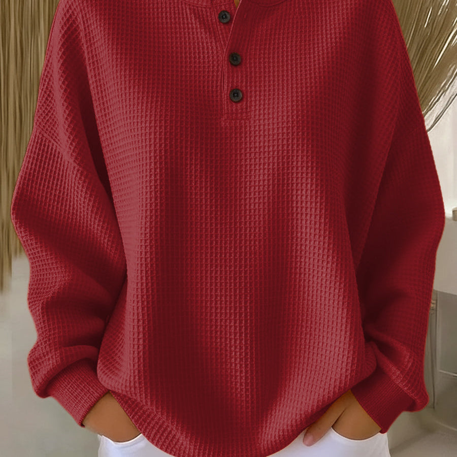 Mabel | Cosy Waffle Henley Tops