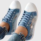 Elsie | Lace-Panel Denim Trainers