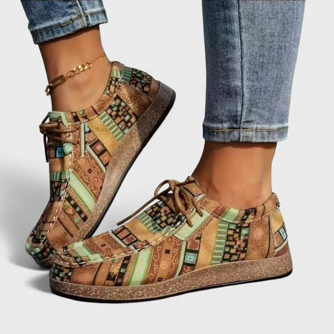 Flora | Orthopaedic Patchwork Print Sneakers