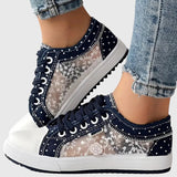 Elsie | Lace-Panel Denim Trainers