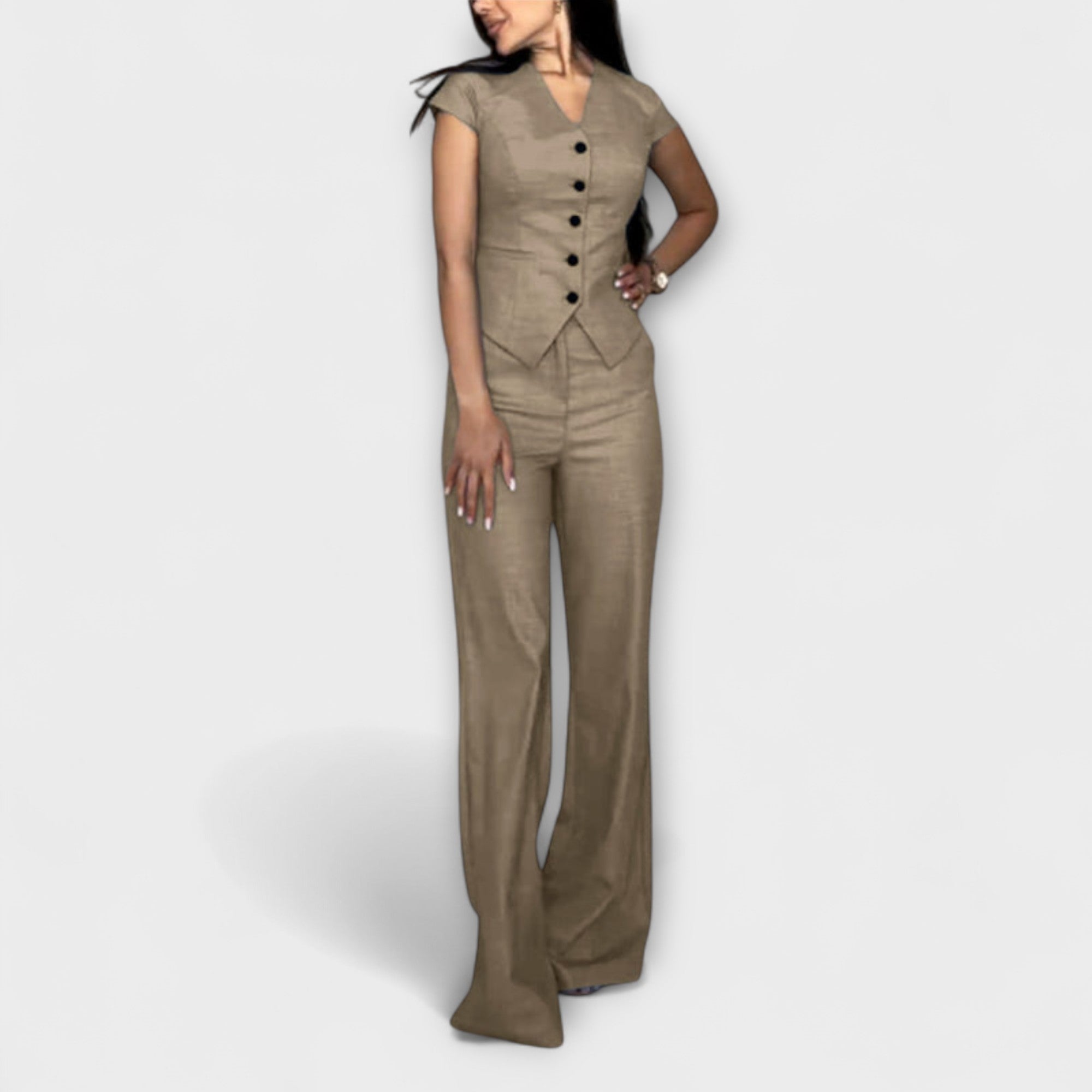 Ivy - Stylish V-Neck Top and Trouser Set