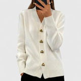 Evelyn | Heart-Button Knit Cardigan