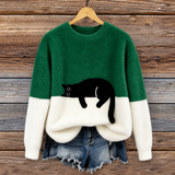 Clara | Cat Print Oversized Jumper