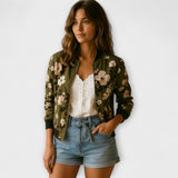Andreia - Elegant Floral Bomber Jacket