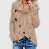 Mabel | Asymmetric Waffle-Knit Wrap Jumper