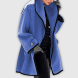 Evelyn | Contrast-Trim Wool-Blend Coat