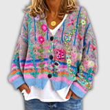 Women’s cardigan with a retro floral pattern