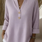 Marianne | Waffle-Knit Button Placket Tops