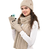Chic Winter Hat, Scarf, and Gloves Ensemble