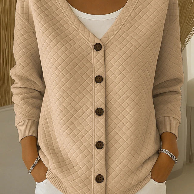 Elsie | Quilted Button-Front Cardigan
