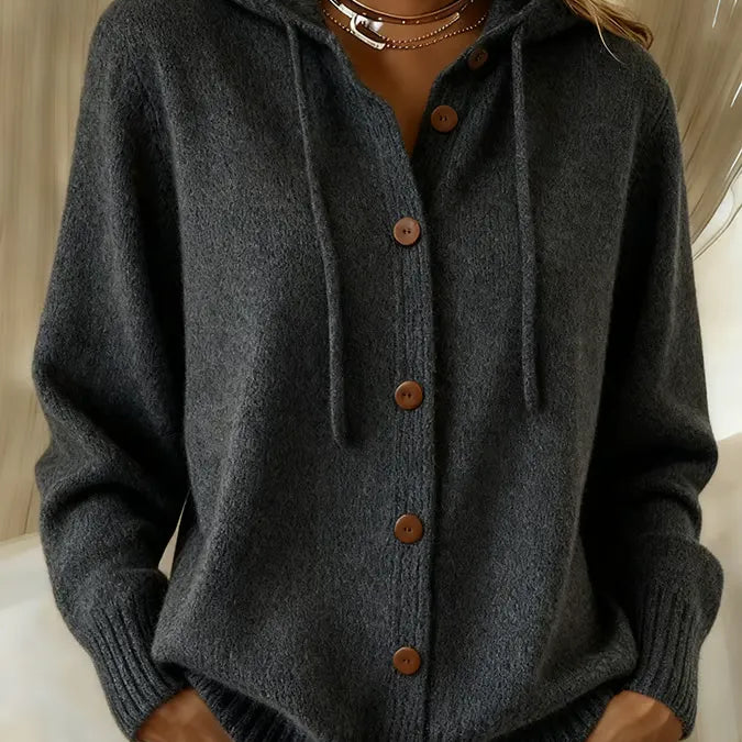 Audrey | Button-Front Hooded Hoodie