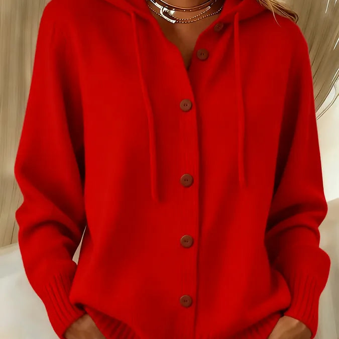 Audrey | Button-Front Hooded Hoodie