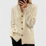 Evelyn | Heart-Button Knit Cardigan