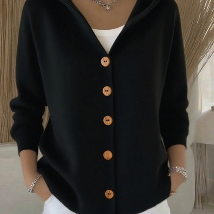 Clara | Button-Front Knitted Hoodie
