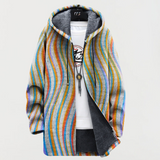 Beryl | Hooded Wavy-Stripe Coat
