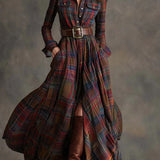 Highland Muse™ | Vintage Plaid Maxi Dress