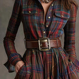 Highland Muse™ | Vintage Plaid Maxi Dress