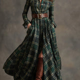 Highland Muse™ | Vintage Plaid Maxi Dress
