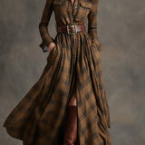 Highland Muse™ | Vintage Plaid Maxi Dress
