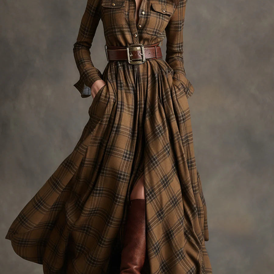Highland Muse™ | Vintage Plaid Maxi Dress