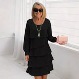 Margaret | Elegant Comfort Ruffle Dress Long Sleeve