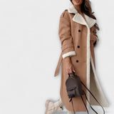 Maria – Long Classic Coat with Fleece Lining and Teddy Collar