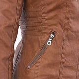 Rosalind | Hooded Faux Leather Biker Coat
