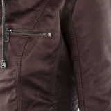 Rosalind | Hooded Faux Leather Biker Coat