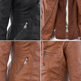 Rosalind | Hooded Faux Leather Biker Coat
