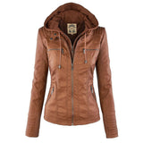 Rosalind | Hooded Faux Leather Biker Coat
