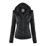 Rosalind | Hooded Faux Leather Biker Coat