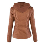 Rosalind | Hooded Faux Leather Biker Coat