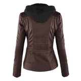 Rosalind | Hooded Faux Leather Biker Coat