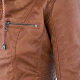 Rosalind | Hooded Faux Leather Biker Coat