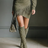 Seraphina Fringe™| Luxe Suede Wrap Mini Dress