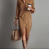 Maribelle™ | Vintage Polka Dot Suede Midi Dress