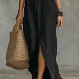 Soline | Long Black Button-Up Dress