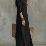Soline | Long Black Button-Up Dress