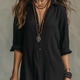 Soline | Long Black Button-Up Dress