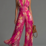 Rosalind | Pleated Chiffon Wide-Leg Jumpsuit