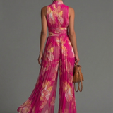 Rosalind | Pleated Chiffon Wide-Leg Jumpsuit