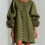 Florence | Rose-Cuff Button Mini Dress