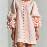 Florence | Rose-Cuff Button Mini Dress