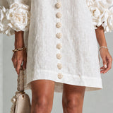Florence | Rose-Cuff Button Mini Dress
