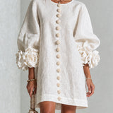 Florence | Rose-Cuff Button Mini Dress