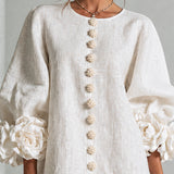 Florence | Rose-Cuff Button Mini Dress